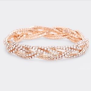 Rhinestone Twist Stretch Bracelet- Rose Gold